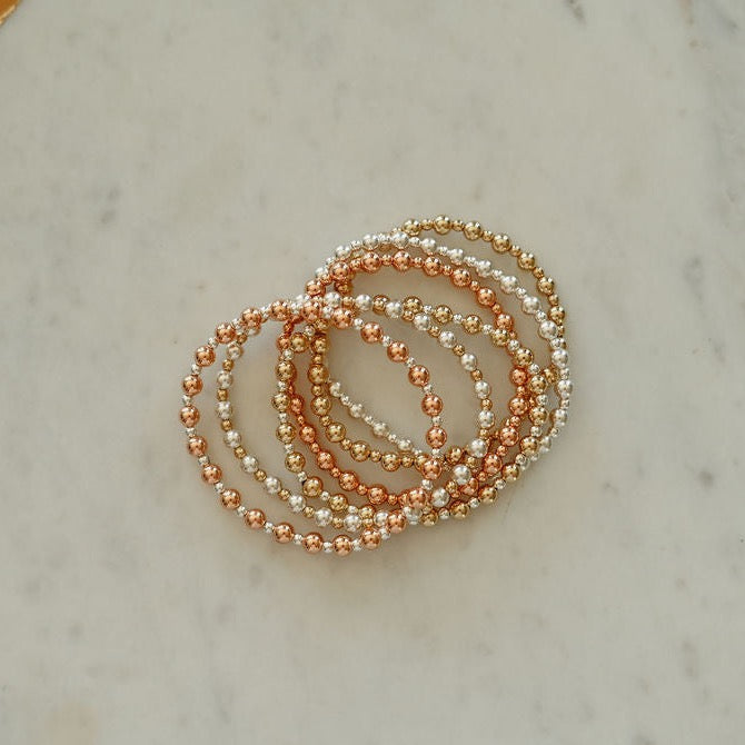 Jack - Mixed Metal Gold Fill + Sterling Silver Beaded Bracelet - WHOLESALE