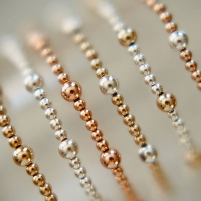 Crew - Mixed Metal Gold Fill Beaded Bracelet- WHOLESALE