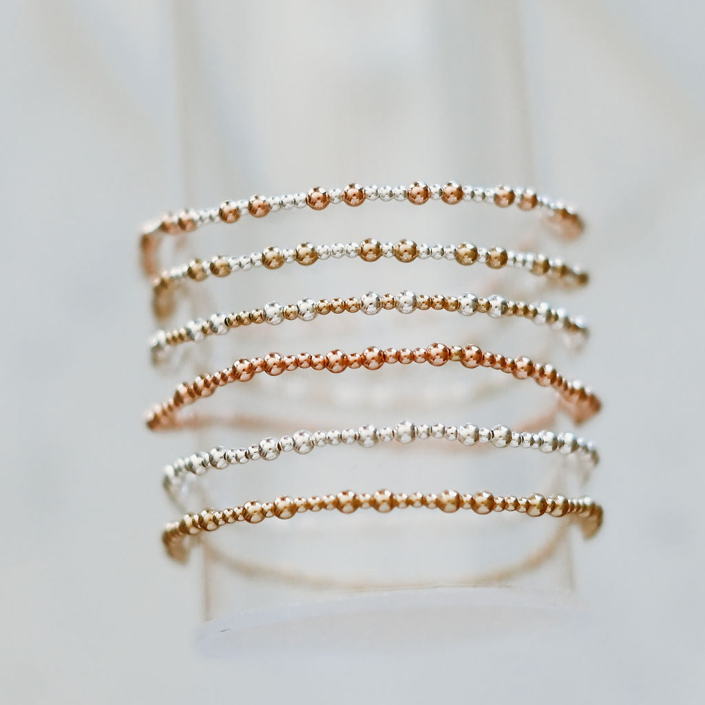 Madison - Mixed Metal Gold Fill + Sterling Silver Beaded Bracelet