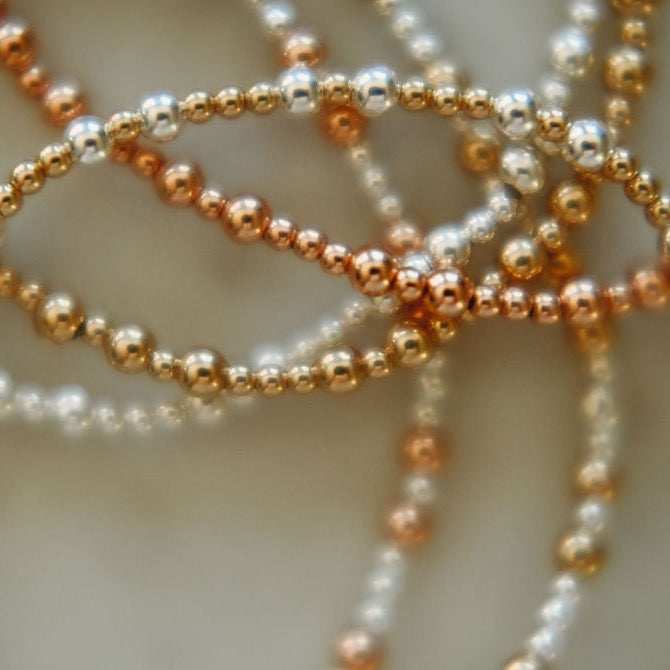 Madison - Mixed Metal Gold Fill + Sterling Silver Beaded Bracelet