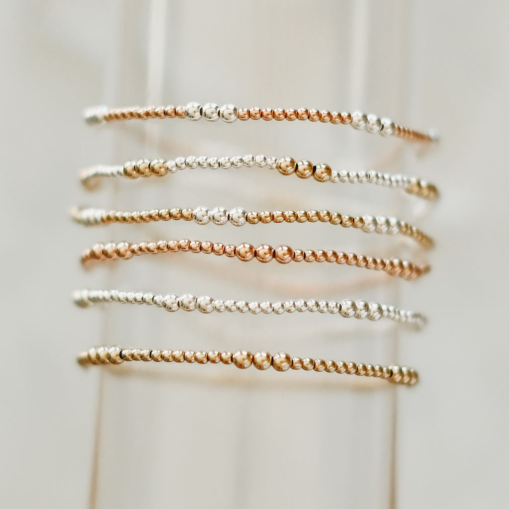 Endy - Mixed Metal Gold Fill + Sterling Silver Beaded Bracelet