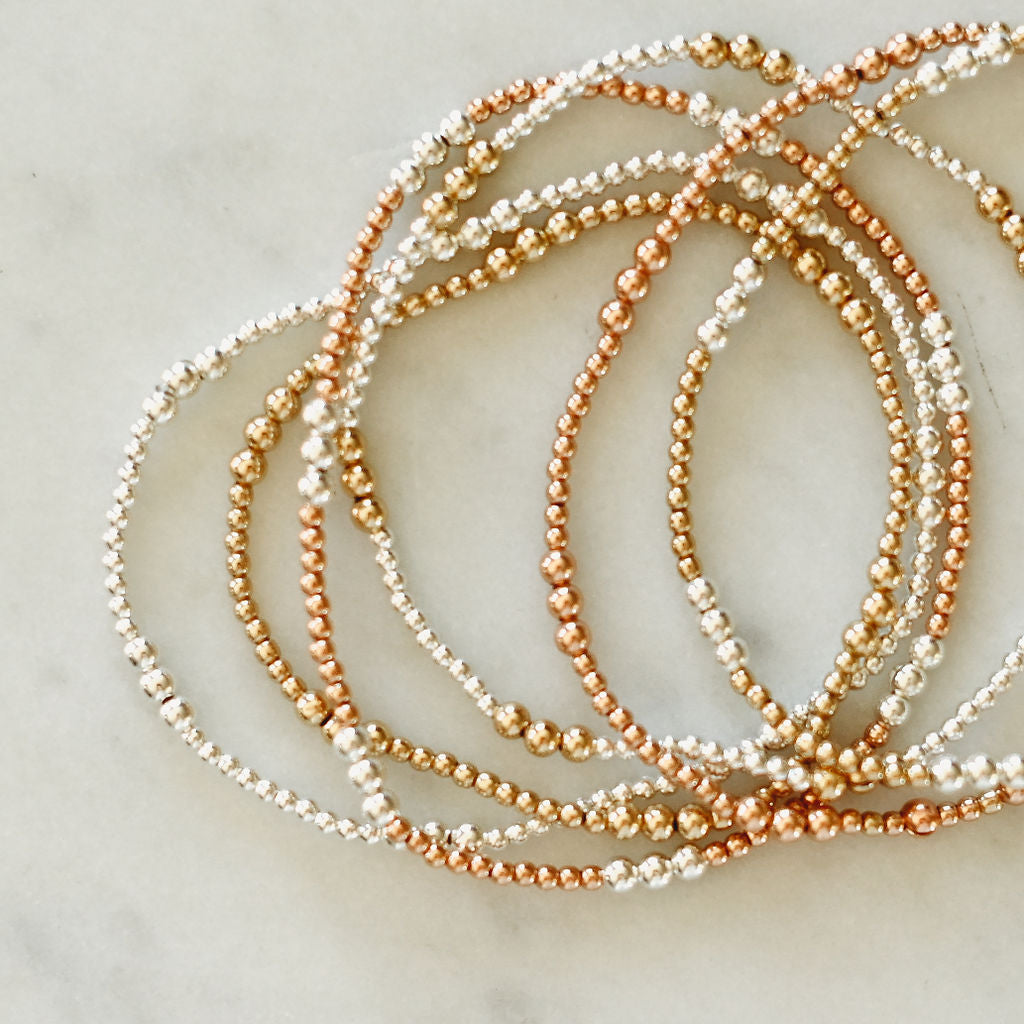 Endy - Mixed Metal Gold Fill + Sterling Silver Beaded Bracelet