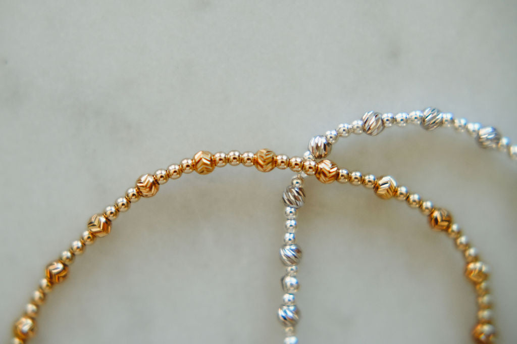 Diamond Cut - Gold & Silver Beaded Bracelet- WHOLESALE