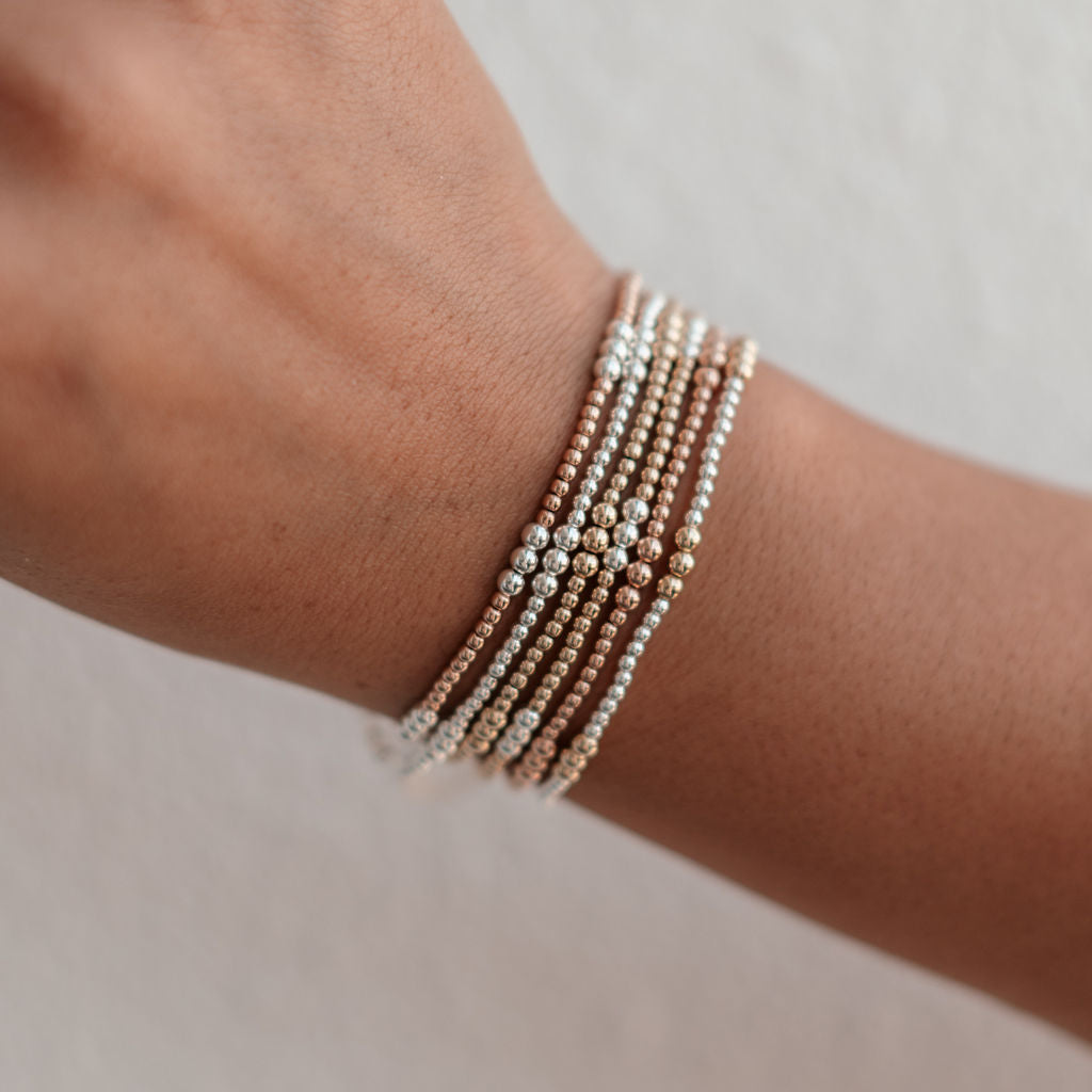 Endy - Mixed Metal Gold Fill + Sterling Silver Beaded Bracelet