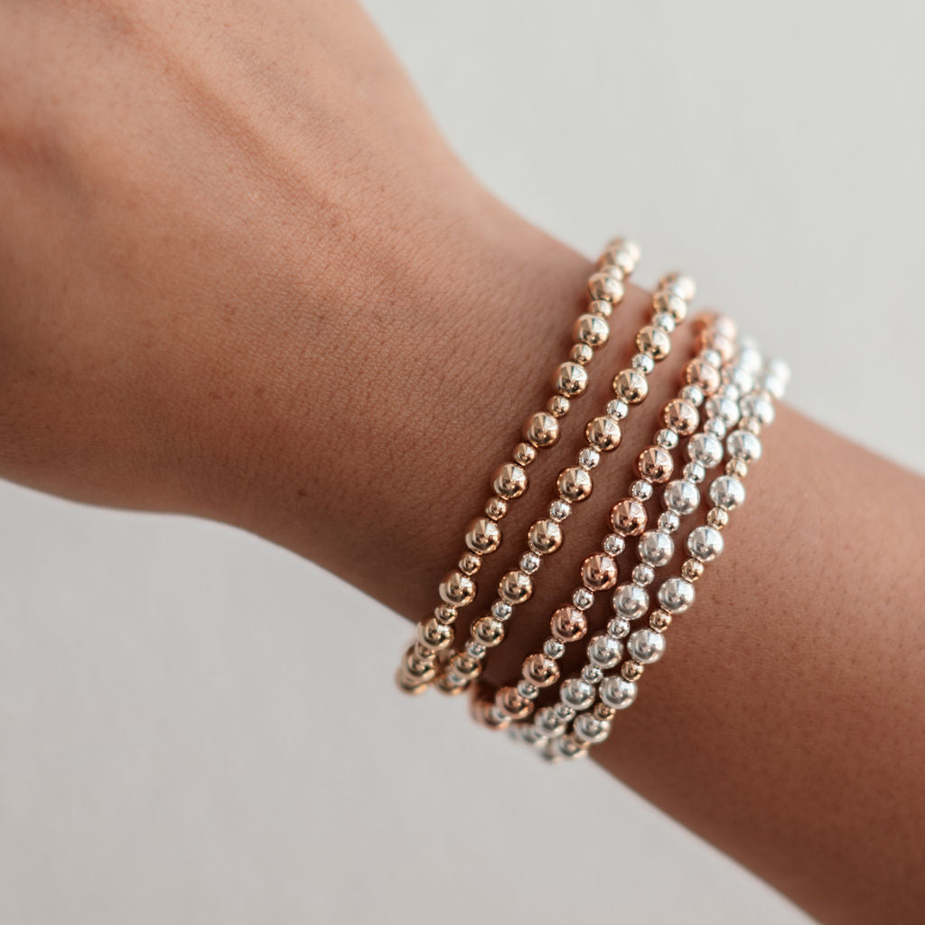 Hallie - Mixed Metal Gold Fill + Sterling Silver Beaded Bracelet