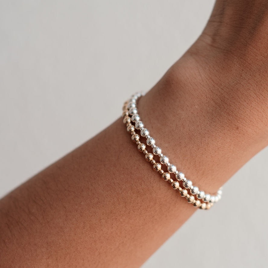 Jack - Mixed Metal Gold Fill + Sterling Silver Beaded Bracelet