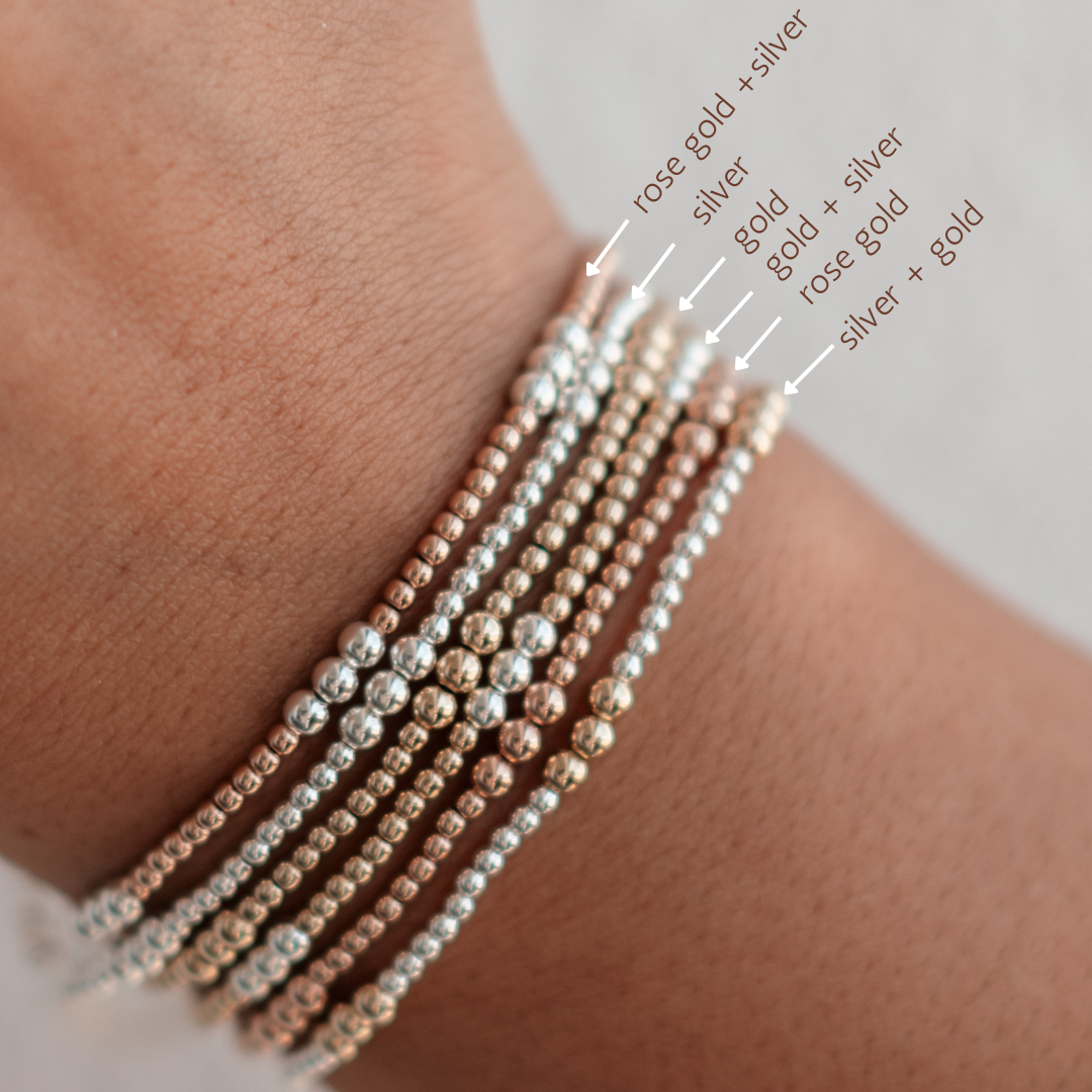Endy - Mixed Metal Gold Fill + Sterling Silver Beaded Bracelet