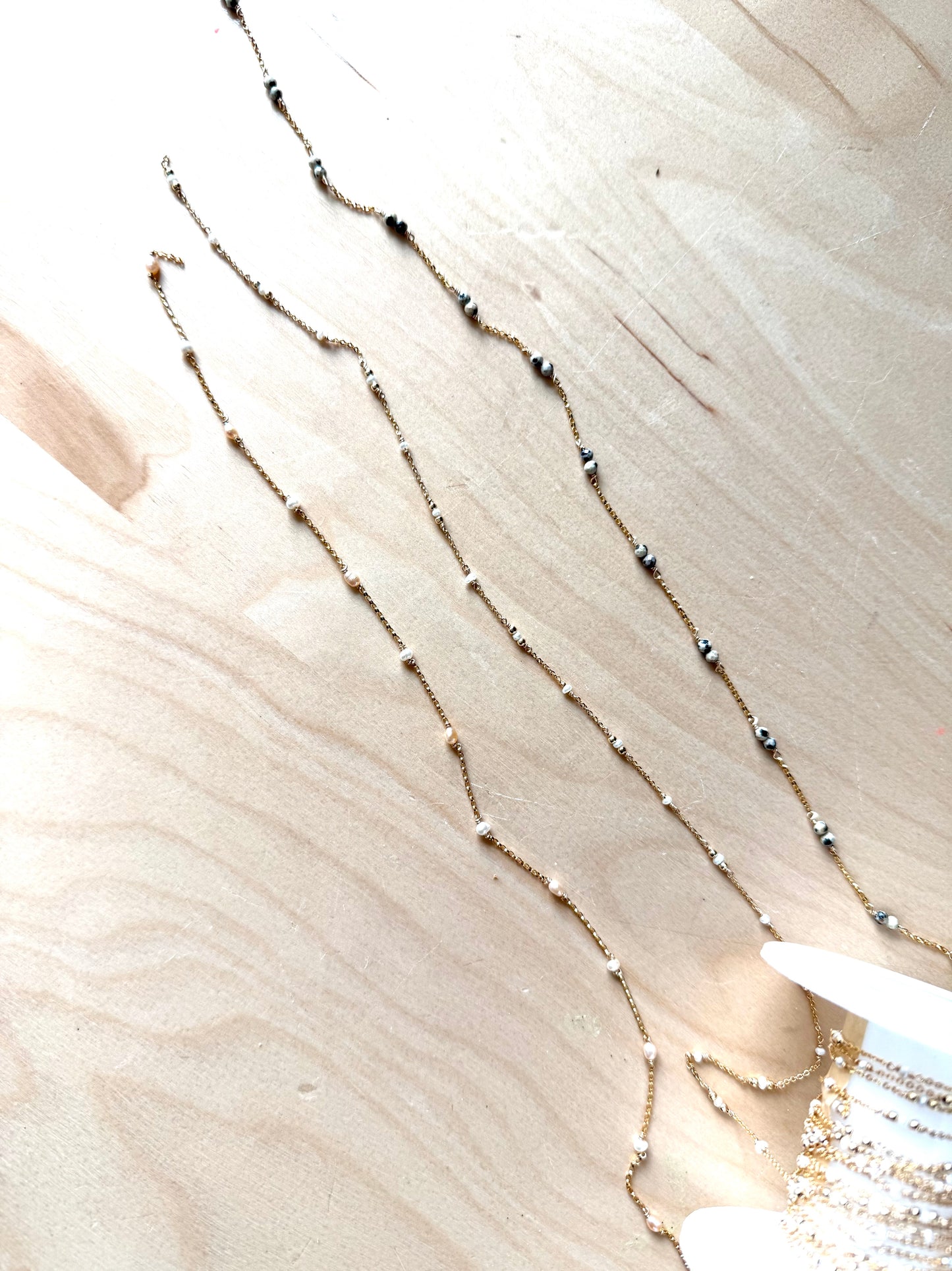 READY TO SHIP Dalmatian Jasper, Tiny Pearl + Peachy Pearl (3 feet)