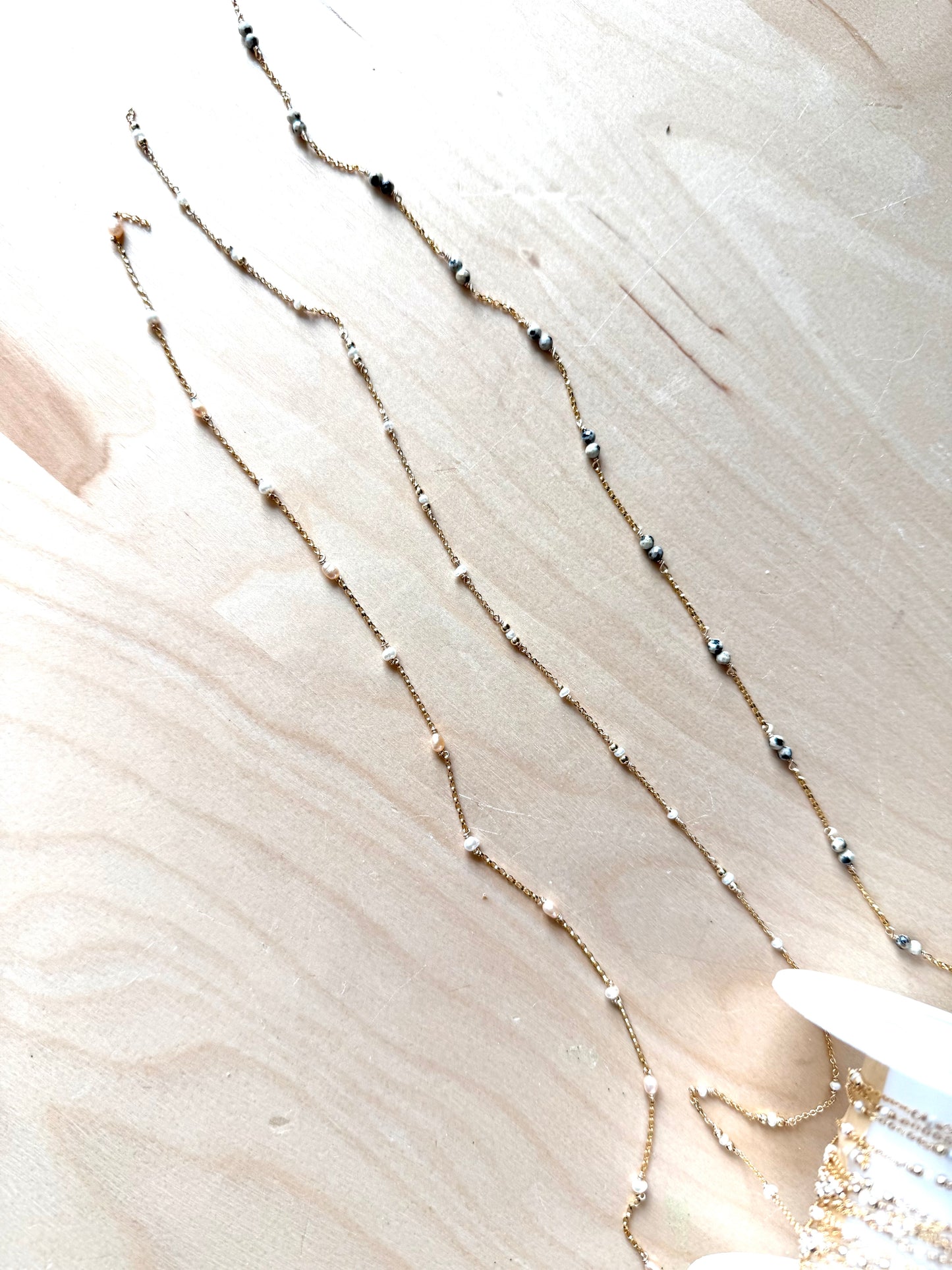 READY TO SHIP Dalmatian Jasper, Tiny Pearl + Peachy Pearl (3 feet)