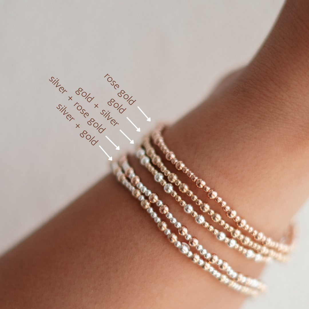 Madison - Mixed Metal Gold Fill + Sterling Silver Beaded Bracelet