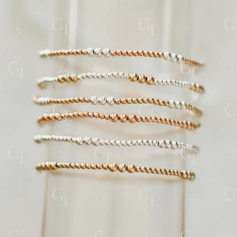 Endy - Mixed Metal Gold Fill + Sterling Silver Beaded Bracelet