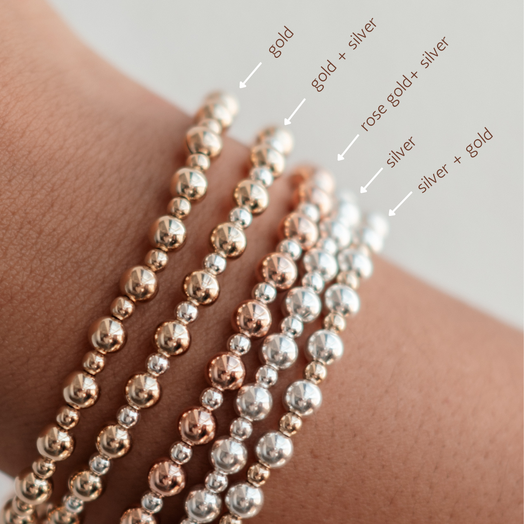 Jack - Mixed Metal Gold Fill + Sterling Silver Beaded Bracelet - WHOLESALE