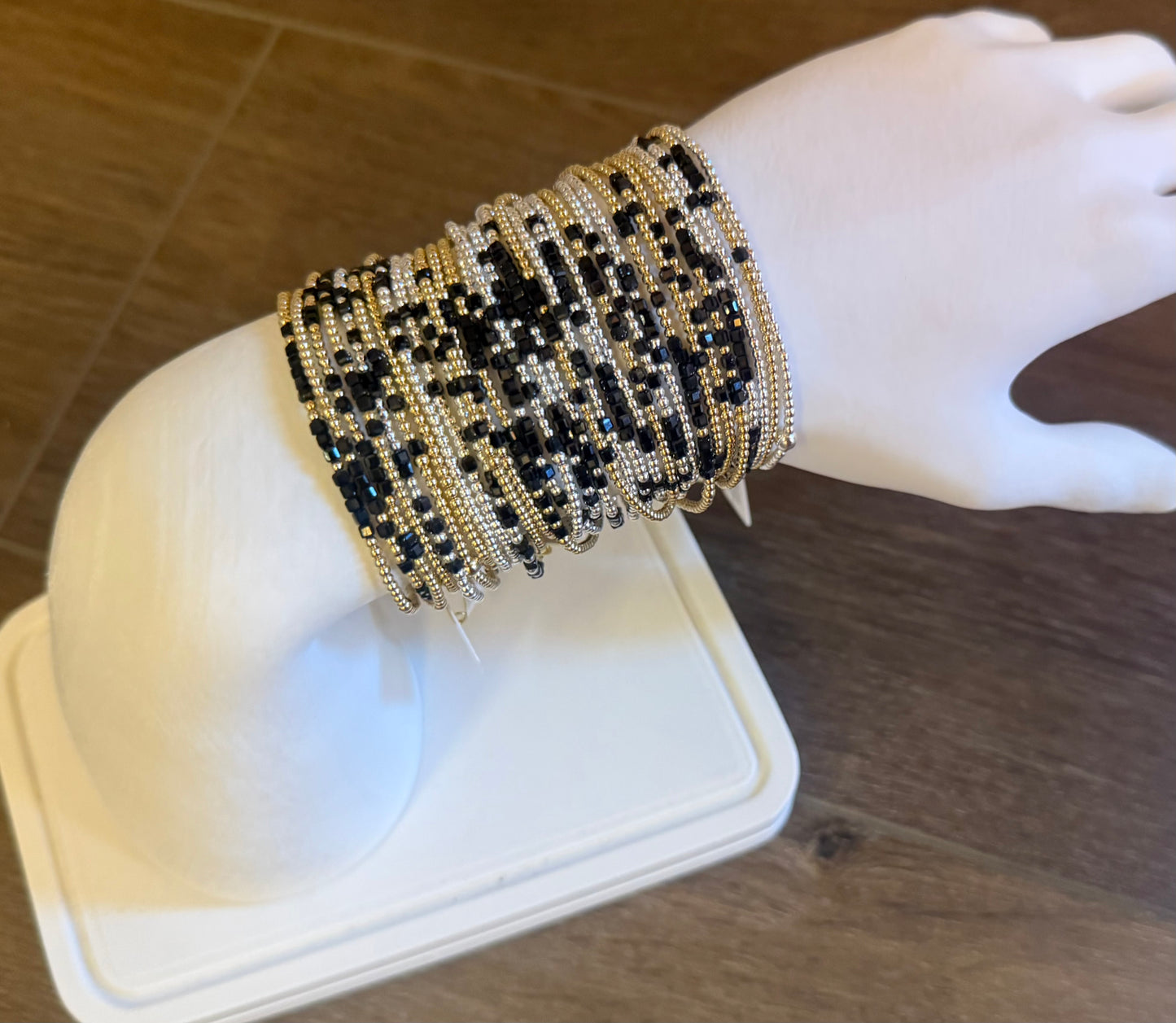 Black Onyx Morse Code Bracelet - 14k Gold Fill or Sterling Silver