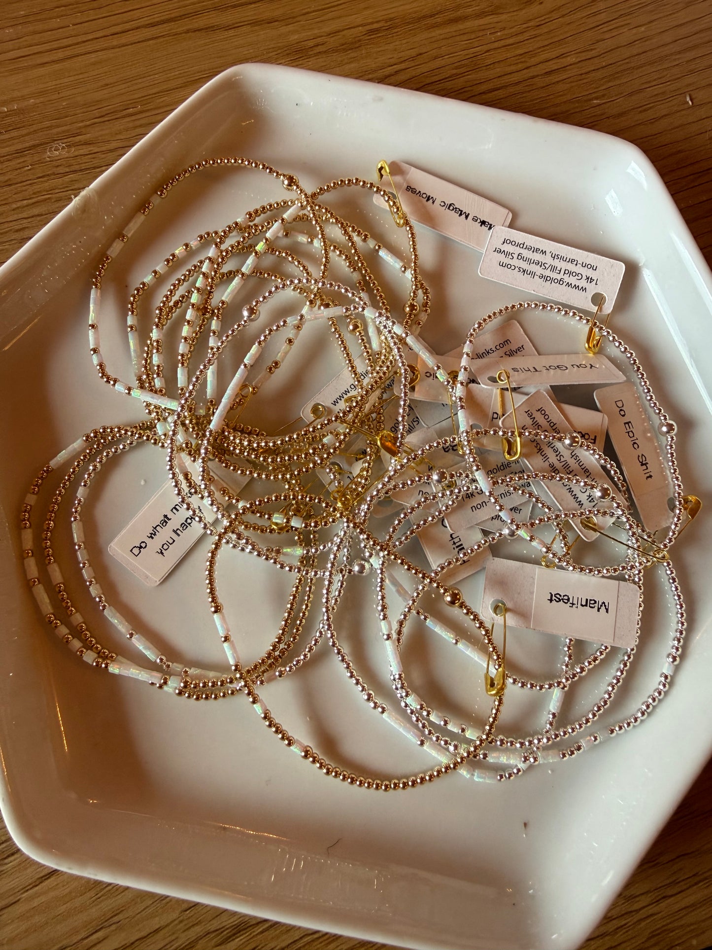 Opalite Morse Code Bracelet - 14k Gold Fill or Sterling Silver