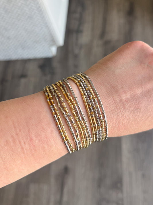 Morse Code Bracelet - Stainless Steel - gold, silver and mixed metal