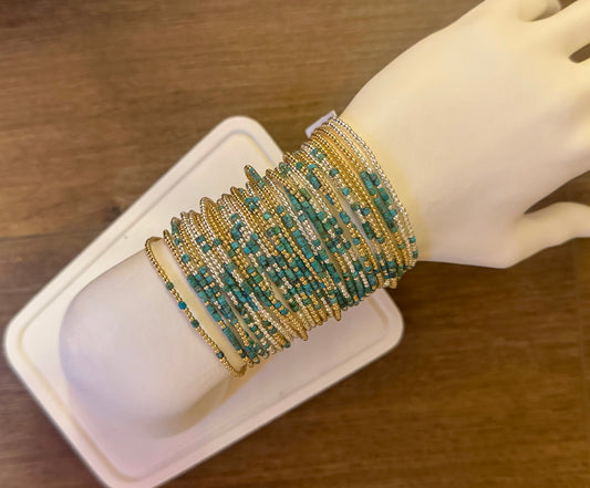 Turquoise Morse Code Bracelet - 14k Gold Fill or Sterling Silver