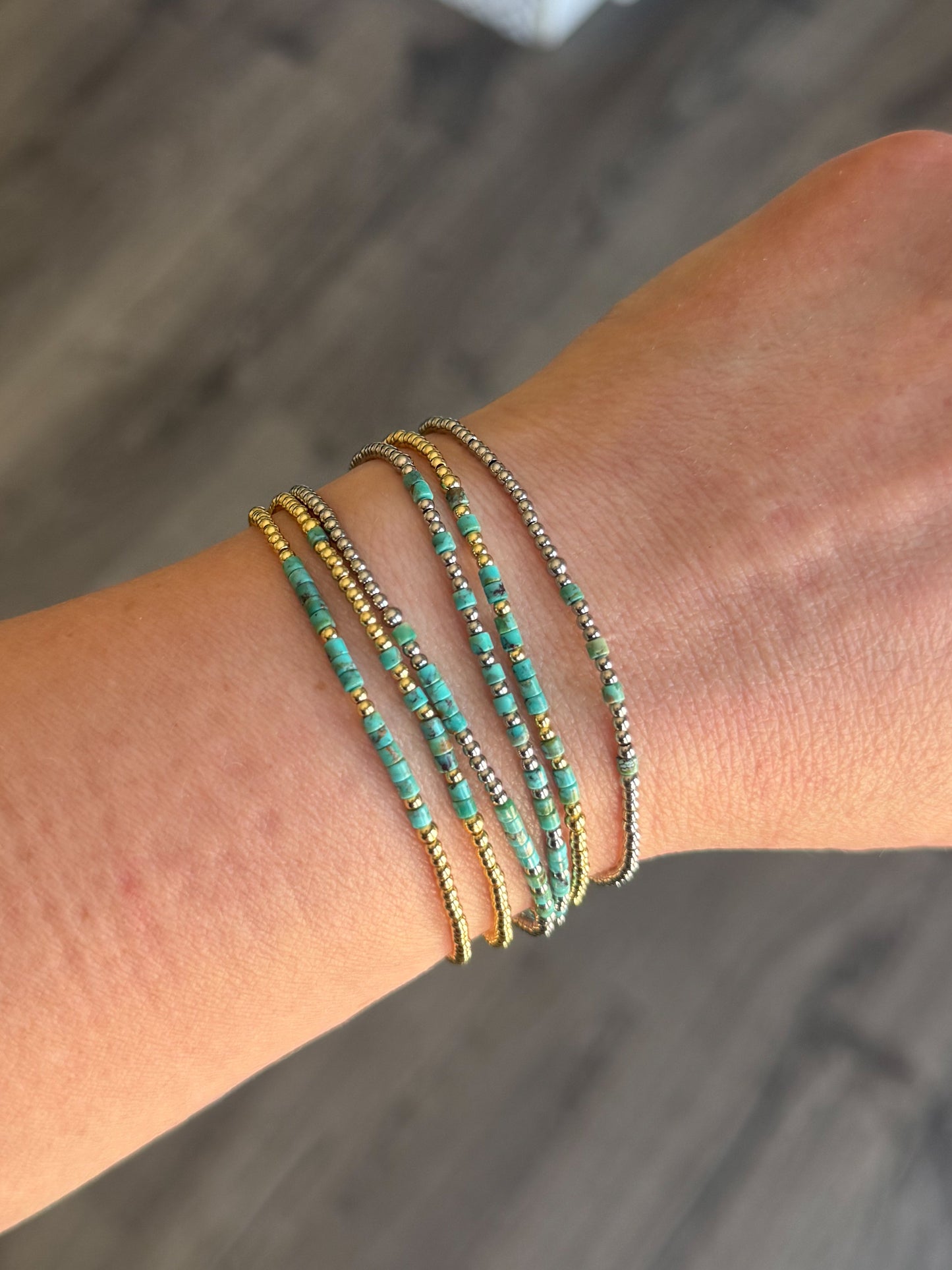 Turquoise Morse Code Bracelet - Stainless Steel