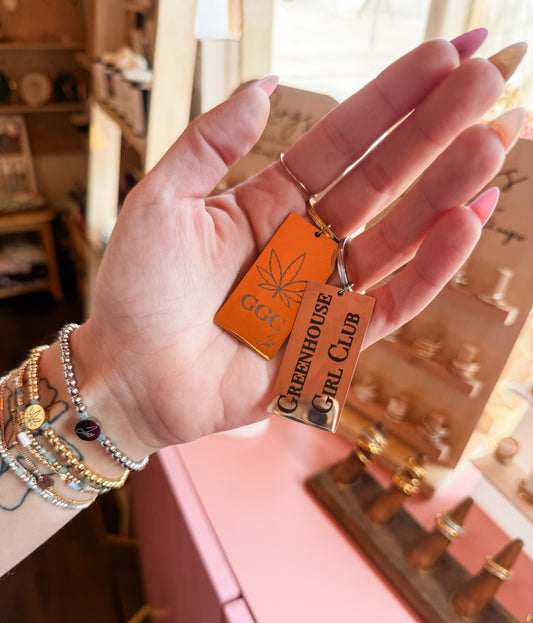 Greenhouse Girl Club Engraved Keychain