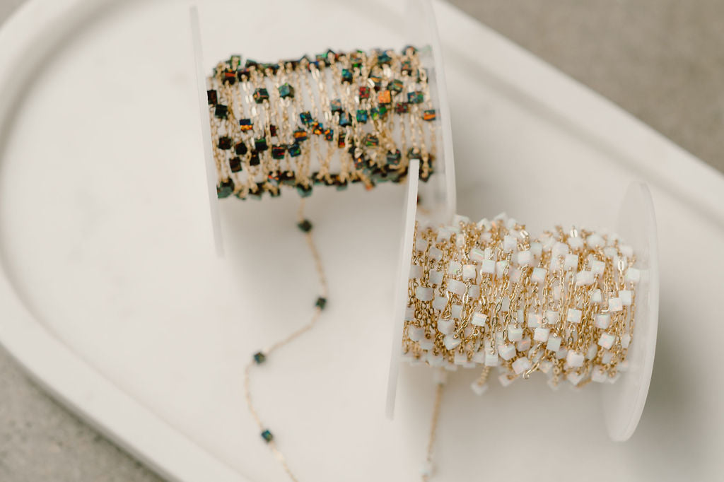 READY TO SHIP Opal Cube Satellite Permanent Jewelry Chain (3 feet)