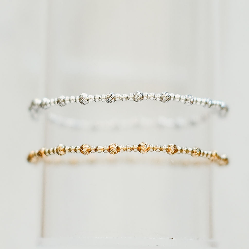 Diamond Cut -  Gold & Silver Beaded Bracelet- WHOLESALE