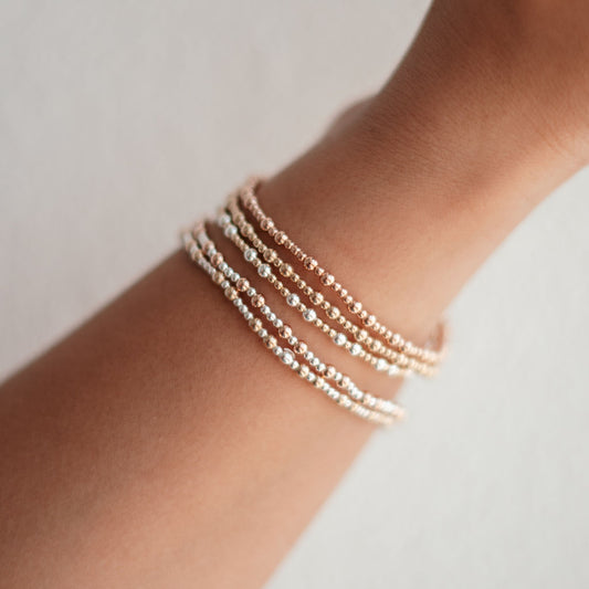 Madison - Mixed Metal Gold Fill + Sterling Silver Beaded Bracelet