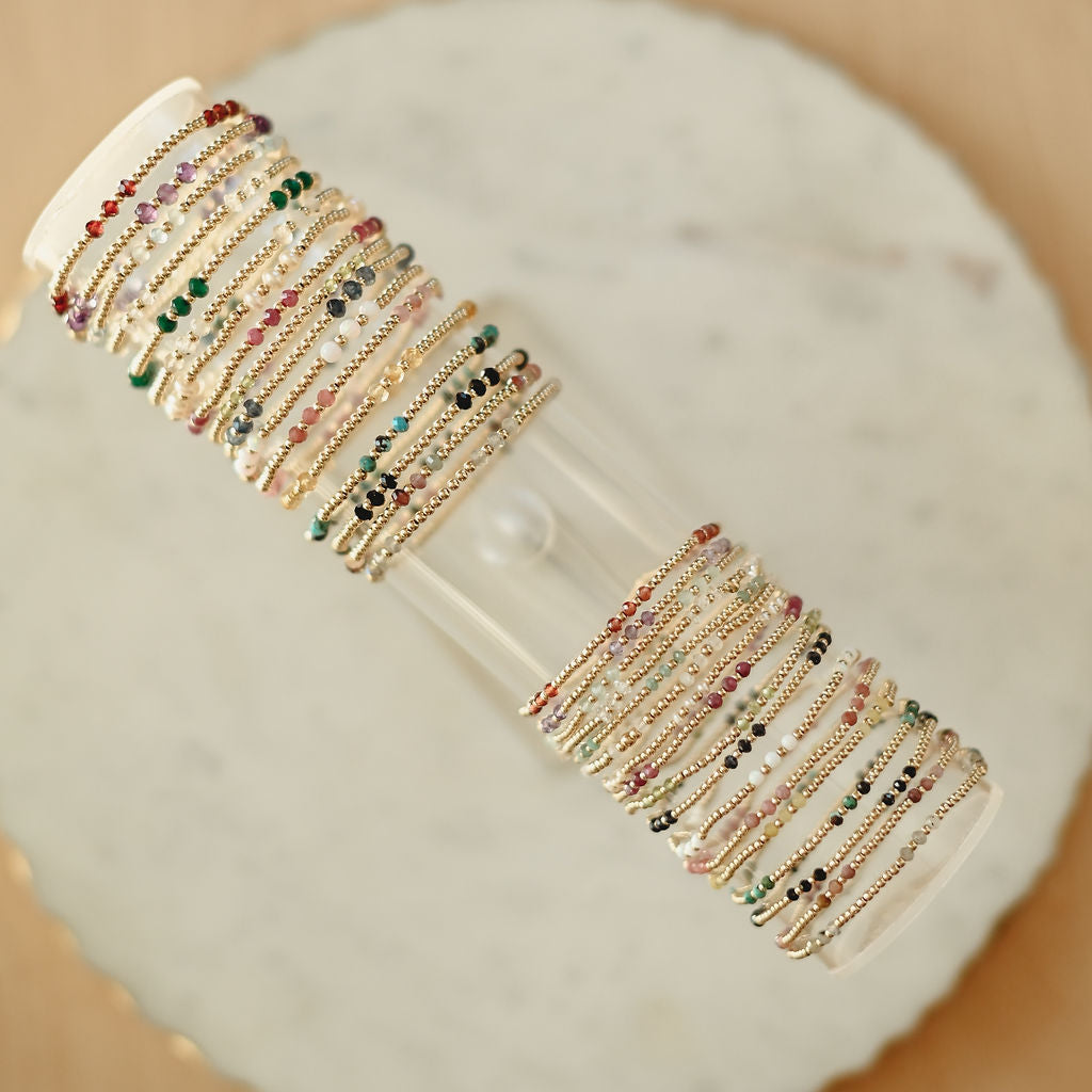 Marley Birthstone Gemstone Beaded Bracelet- WHOLESALE