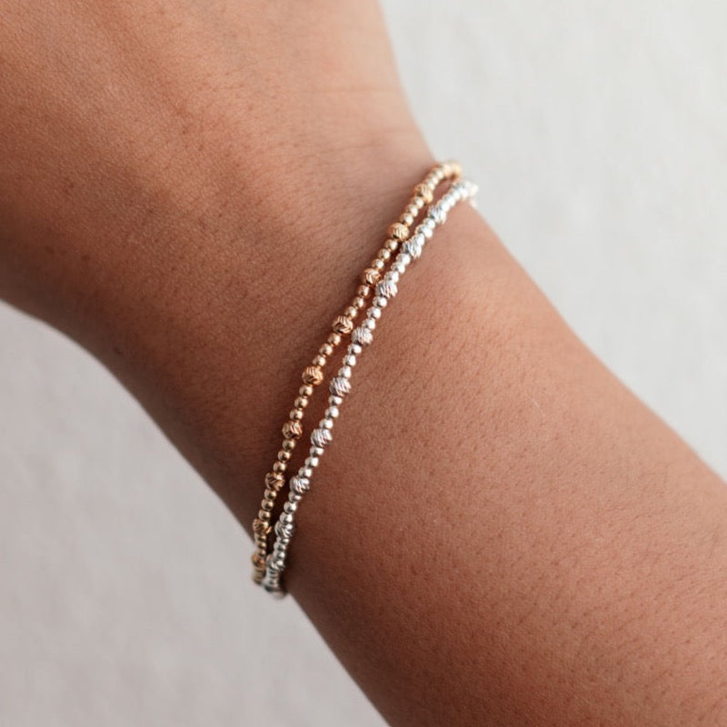 Diamond Cut -  Gold & Silver Beaded Bracelet- WHOLESALE