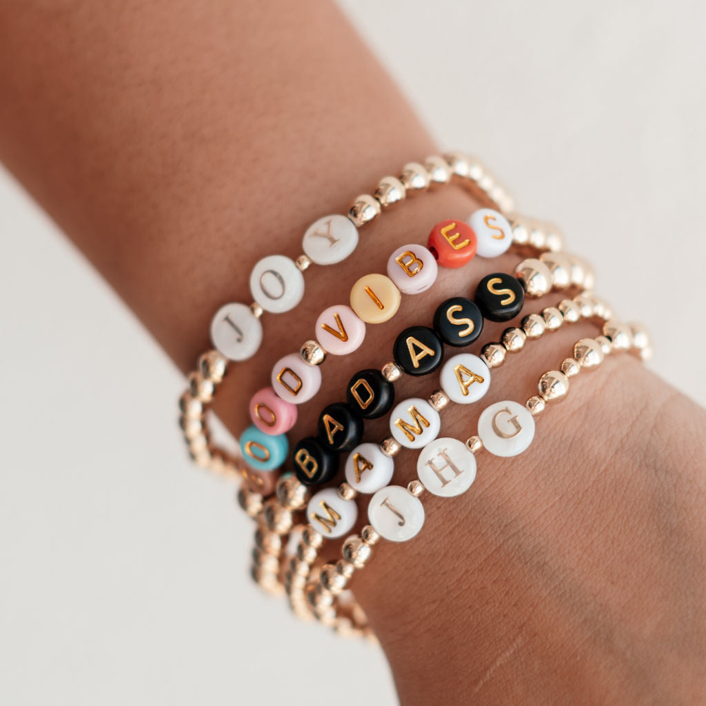 Vibe - Letter Gold Beaded Bracelet