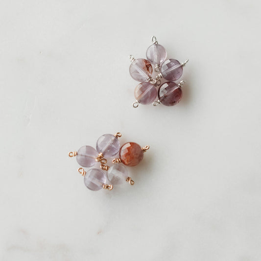 Button Ametrine Gemstone Connectors