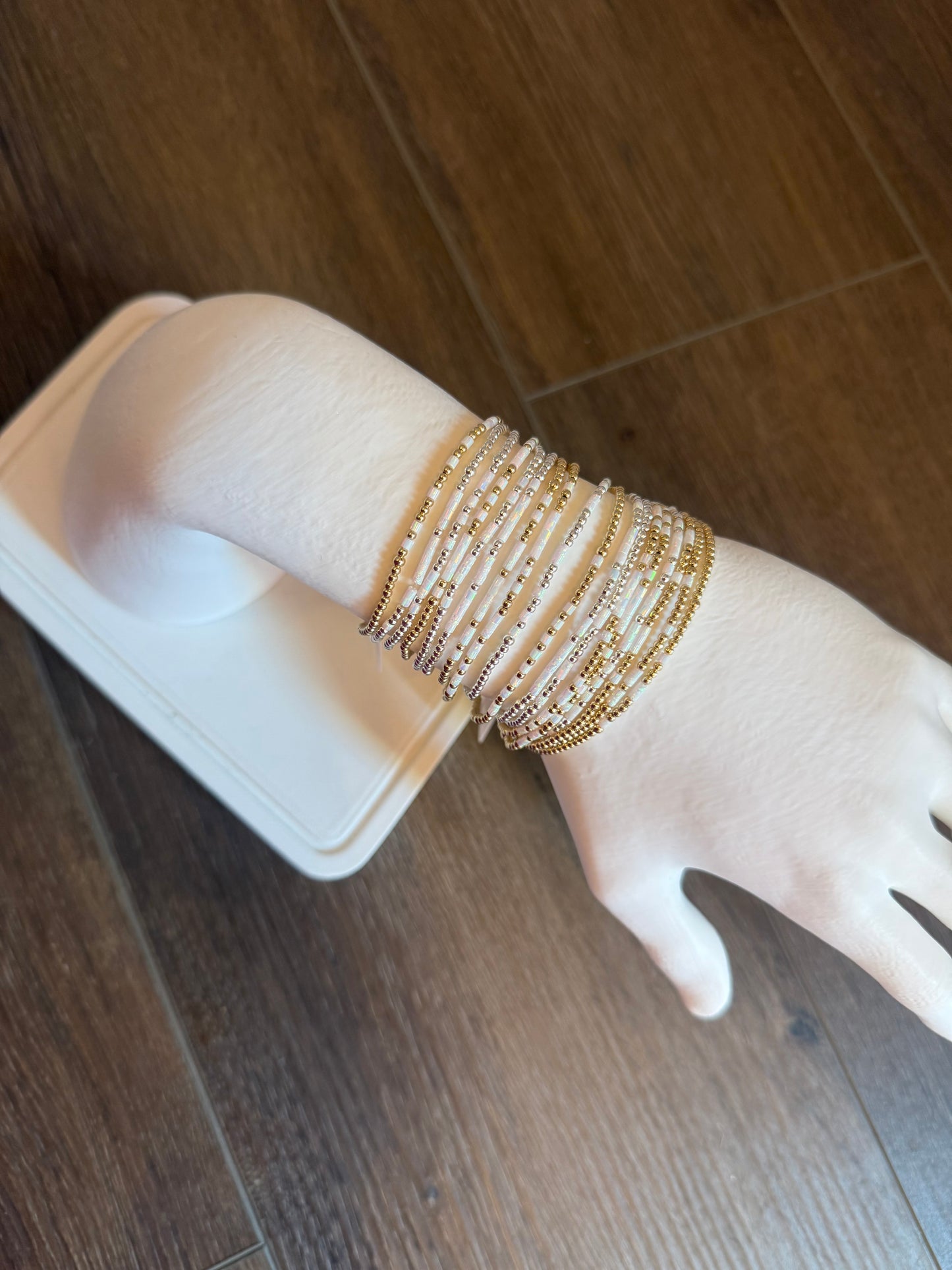Opalite Morse Code Bracelet - 14k Gold Fill or Sterling Silver