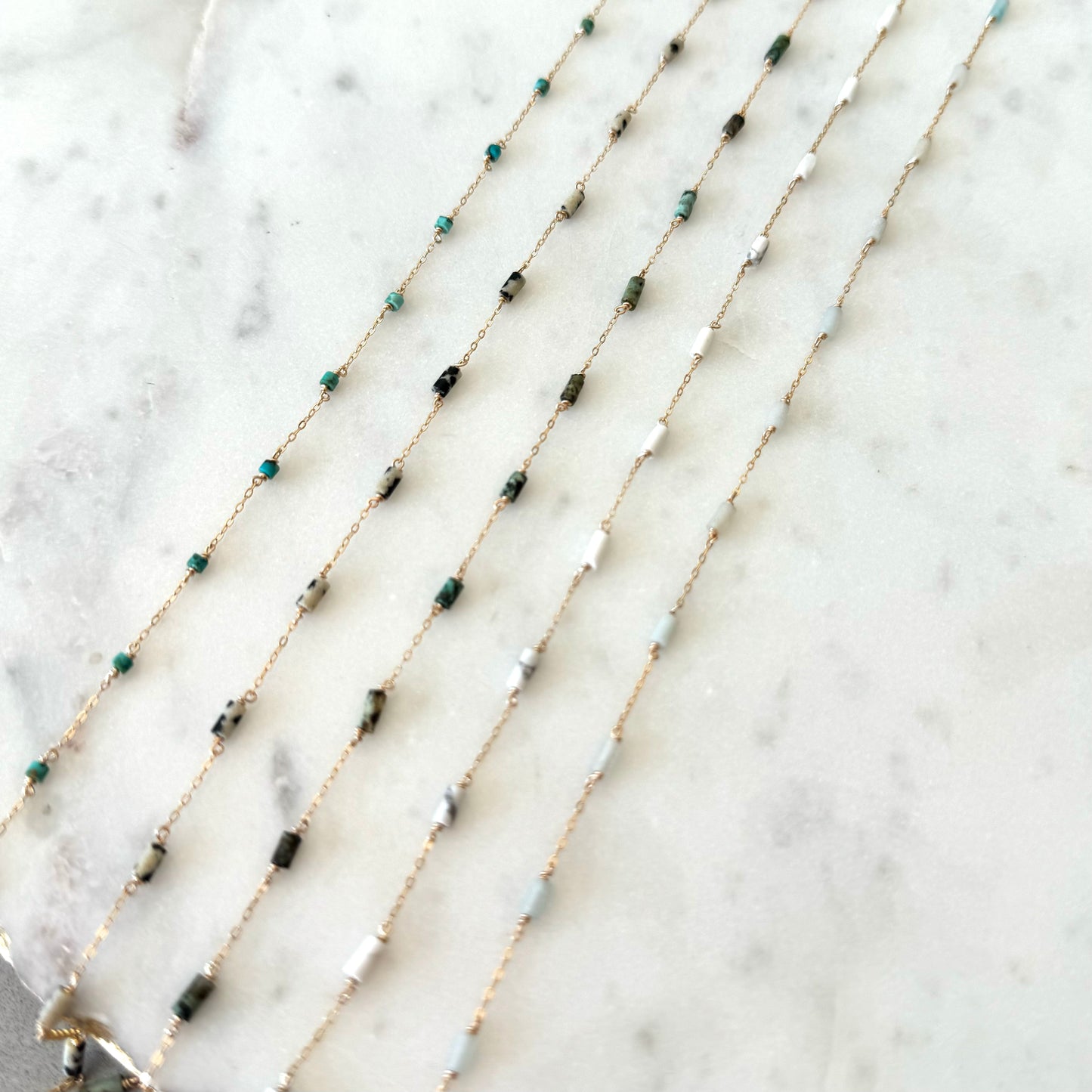 READY TO SHIP Gemstone Tube Permanent Jewelry Chain (3 feet)