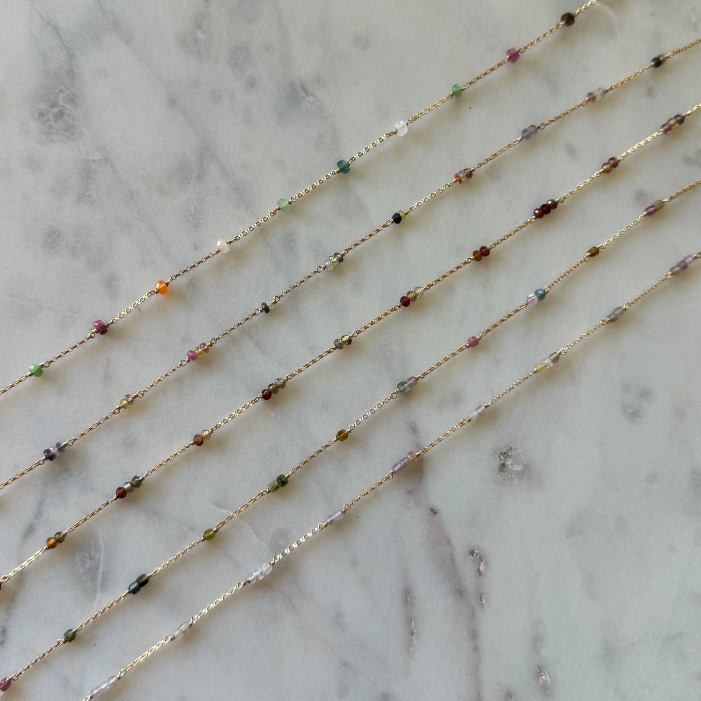 READY TO SHIP Various Gemstone Sapphire Satellite Permanent Jewelry Chain (3 feet)