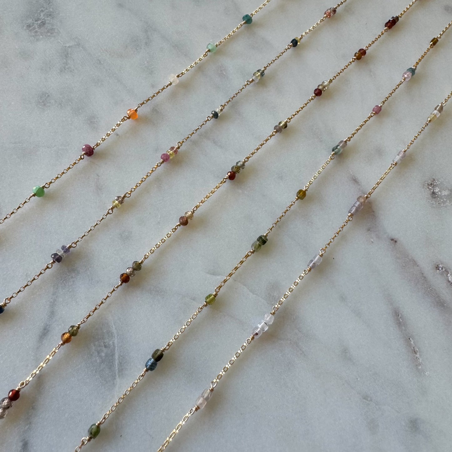 READY TO SHIP Various Gemstone Sapphire Satellite Permanent Jewelry Chain (3 feet)