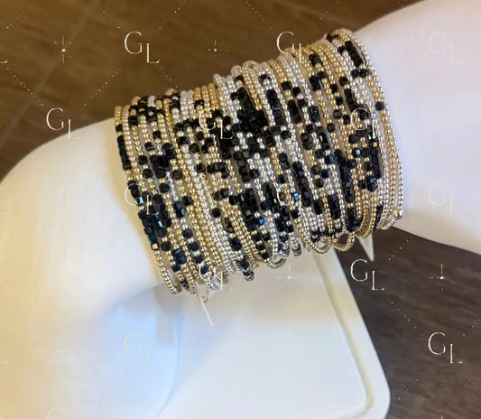Black Onyx Morse Code Bracelet - 14k Gold Fill or Sterling Silver