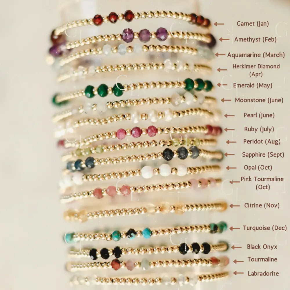 Charolette Birthstone Gemstone Beaded Bracelet