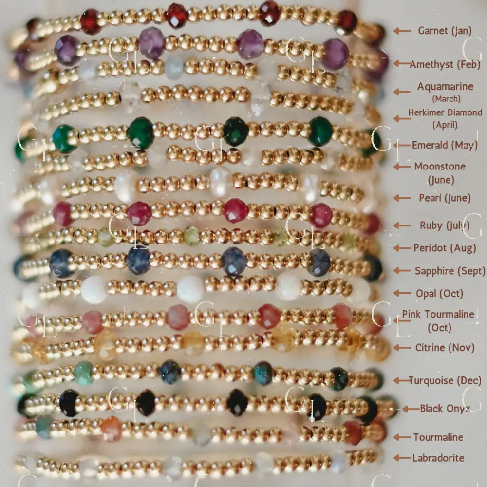 Ellis Birthstone Gemstone Beaded Bracelet
