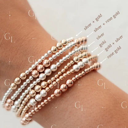 Everly - Mixed Metal Gold Fill Beaded Bracelet - 6.25 inches / Gold