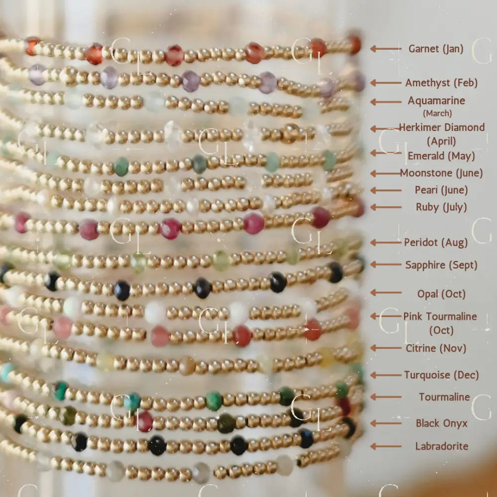 Ezra Birthstone Gemstone Beaded Bracelet