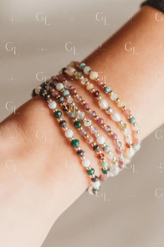 Gemline Collection- Ezra 14k Gold Fill + Sterling Silver Custom Birthstone Bracelet