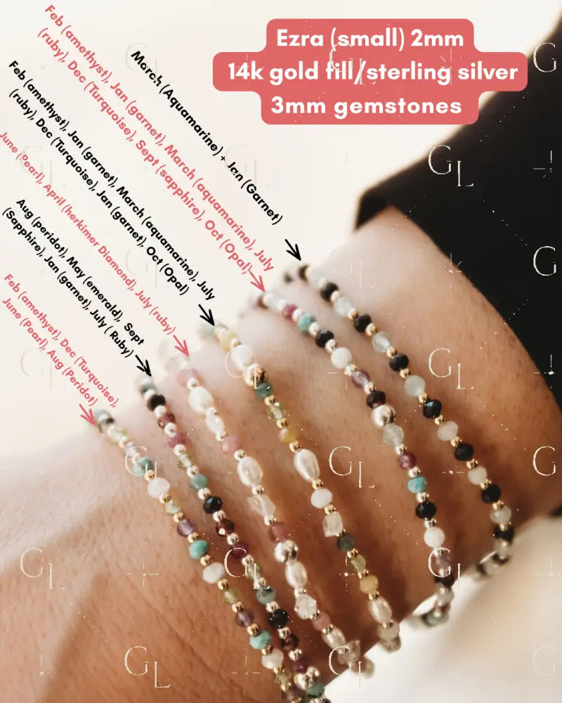 Gemline Collection- Ezra 14k Gold Fill + Sterling Silver Custom Birthstone Bracelet