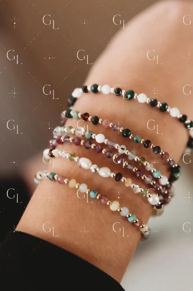Gemline Collection- Ezra 14k Gold Fill + Sterling Silver Custom Birthstone Bracelet