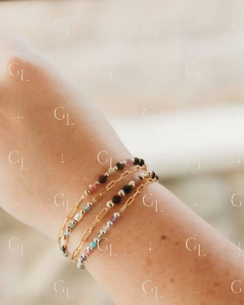 Gemline Collection- Joy Chained 14k Gold Fill + Sterling Silver Custom Birthstone Bracelet