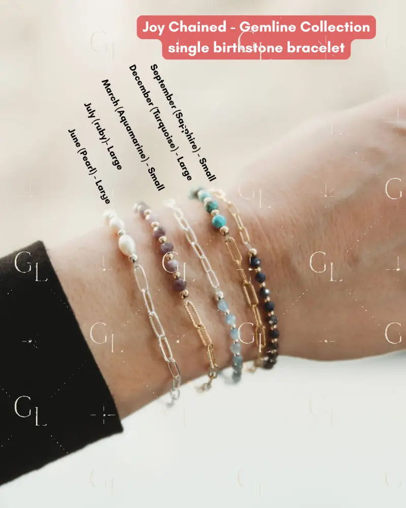 Gemline Collection- Joy Chained 14k Gold Fill + Sterling Silver Custom Birthstone Bracelet