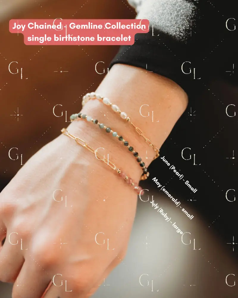 Gemline Collection- Joy Chained 14k Gold Fill + Sterling Silver Custom Birthstone Bracelet