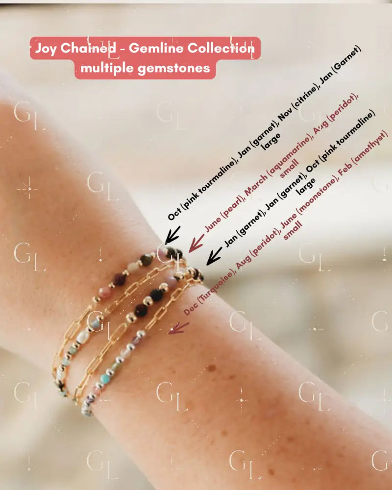 Gemline Collection- Joy Chained 14k Gold Fill + Sterling Silver Custom Birthstone Bracelet