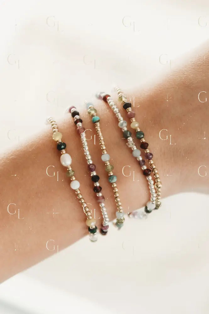 Gemline Collection- Marley 14k Gold Fill + Sterling Silver Custom Birthstone Bracelet