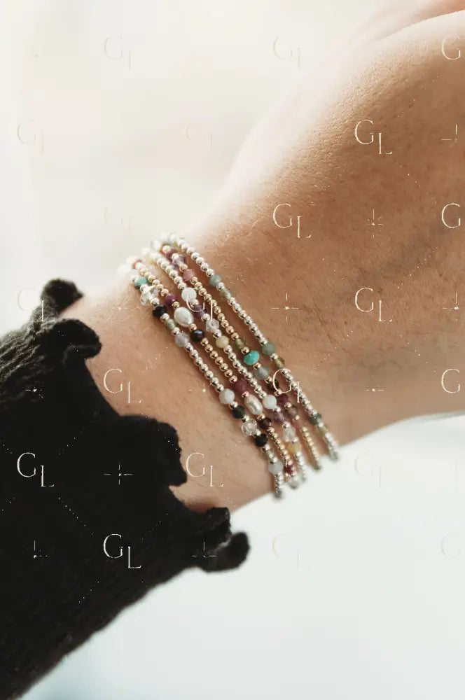 Gemline Collection- Marley 14k Gold Fill + Sterling Silver Custom Birthstone Bracelet