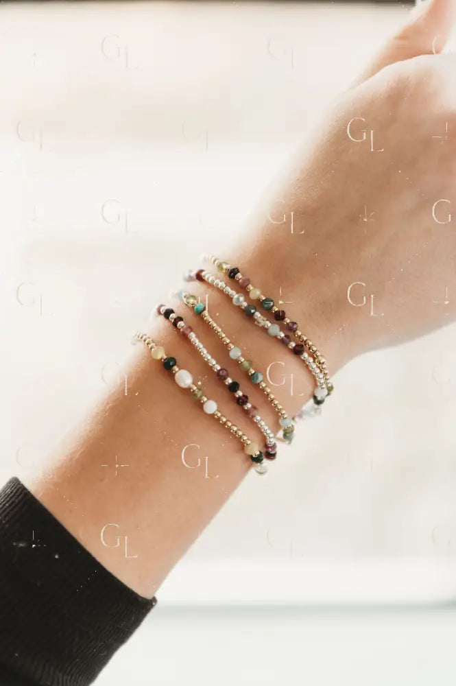 Gemline Collection- Marley 14k Gold Fill + Sterling Silver Custom Birthstone Bracelet