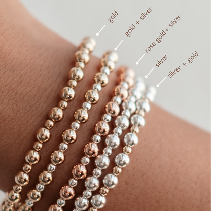 Hallie - Mixed Metal Gold Fill + Sterling Silver Beaded Bracelet - WHOLESALE