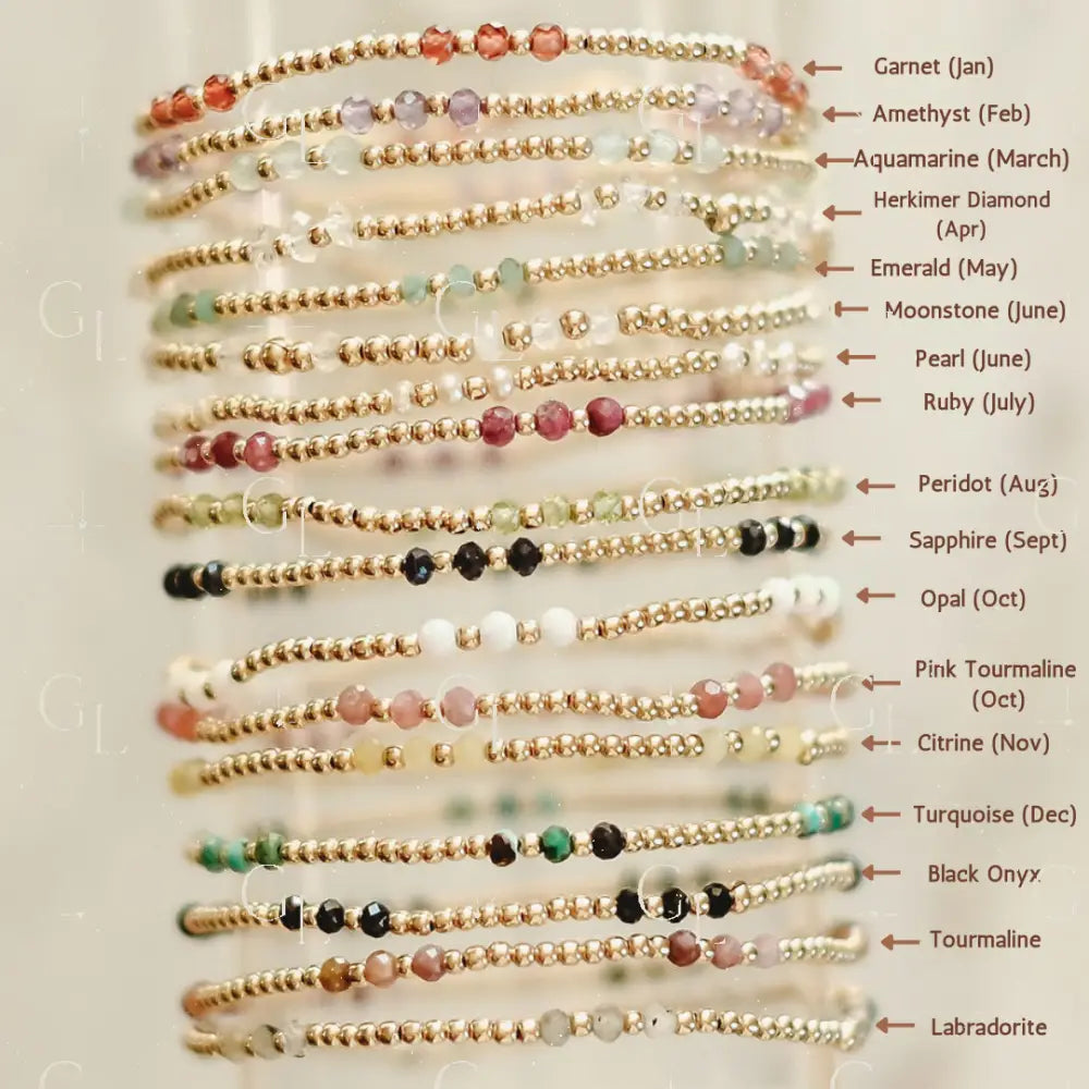 Marley Birthstone 14k Gold Fill and Sterling Silver Beaded Bracelet